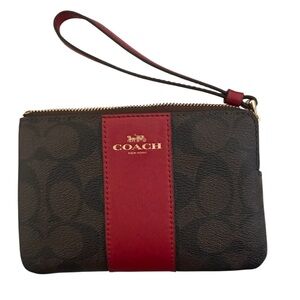 Coach Wristlet with Red and Brown Accents